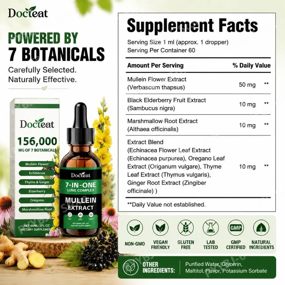 Docteat 7-in-1 Mullein Extract - Herbal Wellness In ulasan dan harga